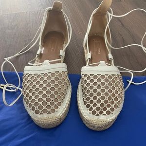 AQUAZZURA BLONDIE ANKLE WRAP ESPADRILLES WITH GOLD TONE STUDS